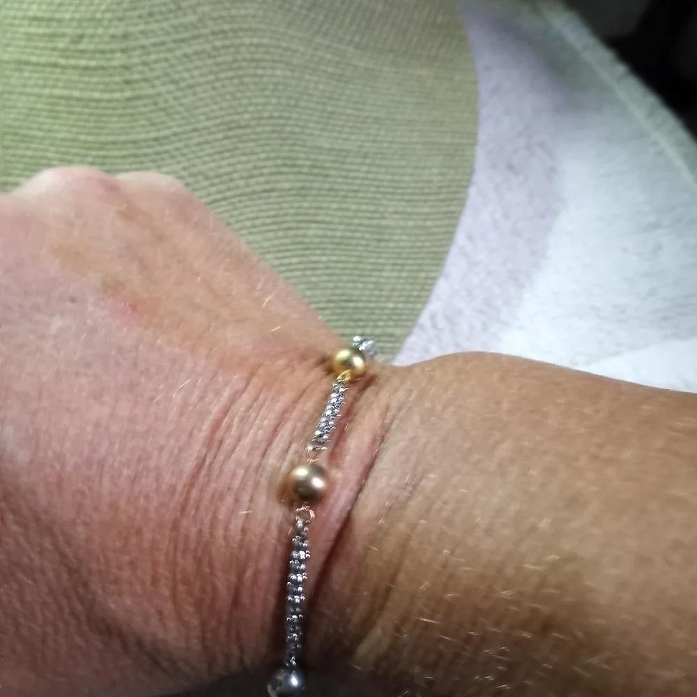 Goldtone silvertone bead chain bracelet